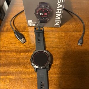 Garmin Fenix 7 Solar Smartwatch - Black and Red